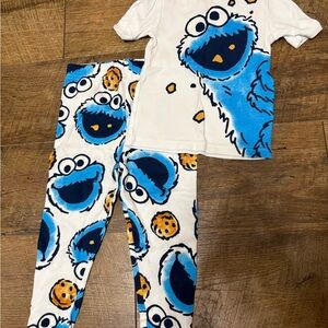 Sesame Street Cookie Monster Pajama Set - Blue and White
